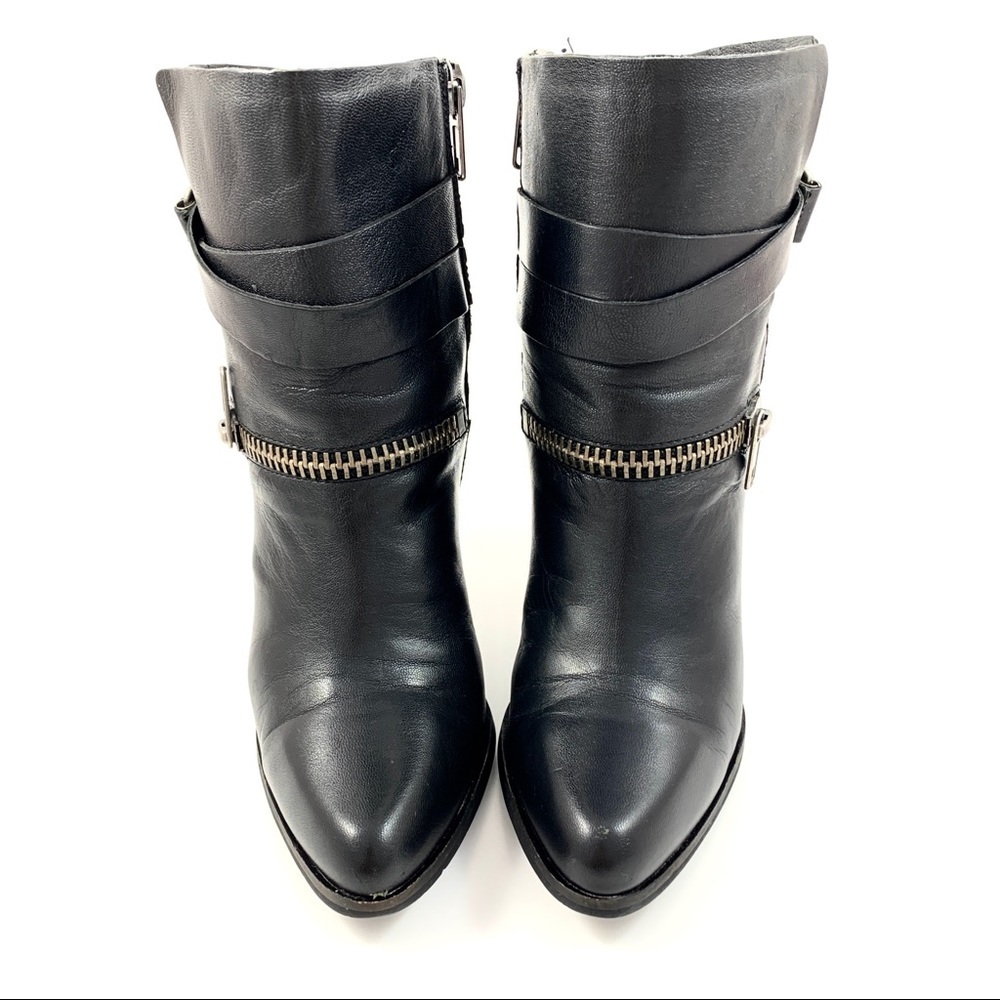 JOE’S JEANS black leather heeled motorcycle boots - Picture 5 of 13